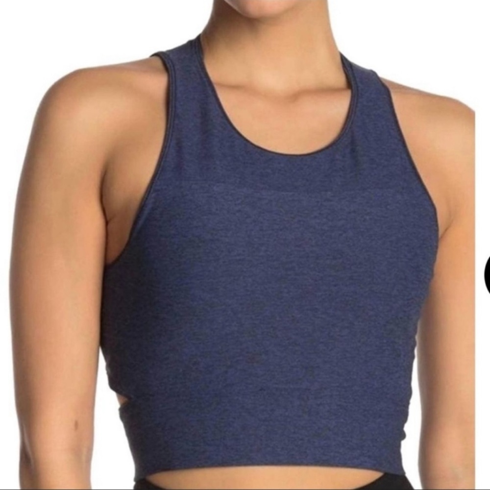 OV Outdoor Voices Slashback Crop Top Sports Bra ok Navy Size Small